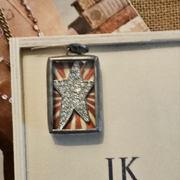 Jewel Kade Silver Star Pendant with Red and White Background - Picture 2 of 4